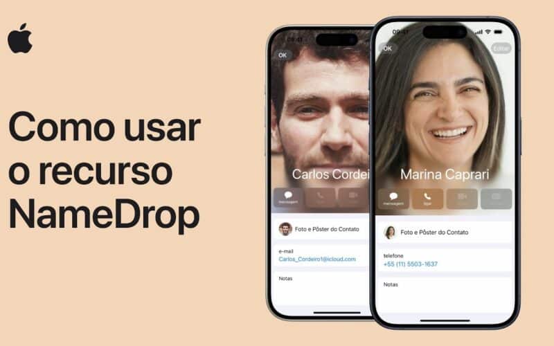 Vídeo de suporte ensina como usar o NameDrop no iPhone