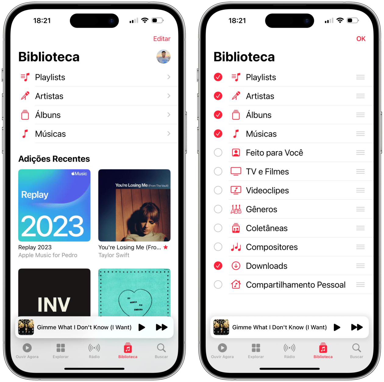 Playlist de músicas favoritas no iOS 17.2