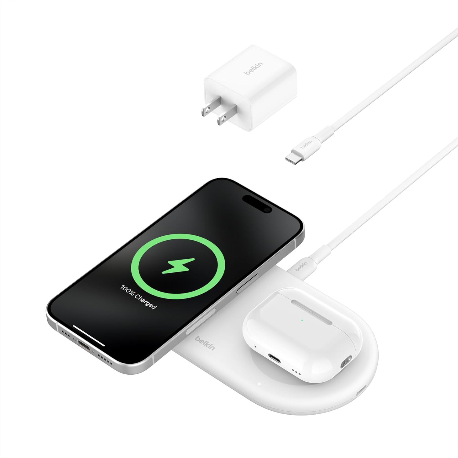 Belkin BoostCharge Pro 2-in-1 Wireless Charging Pad with Magnetic Qi2