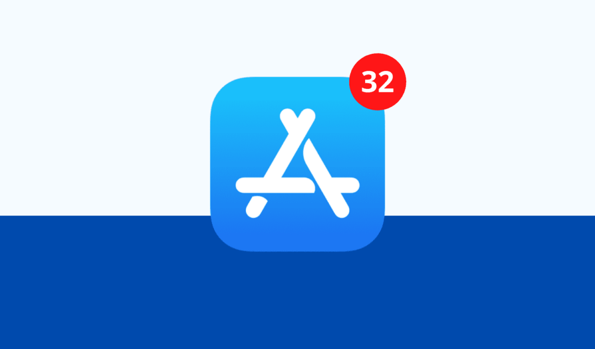 Ícone da App Store com updates pendentes
