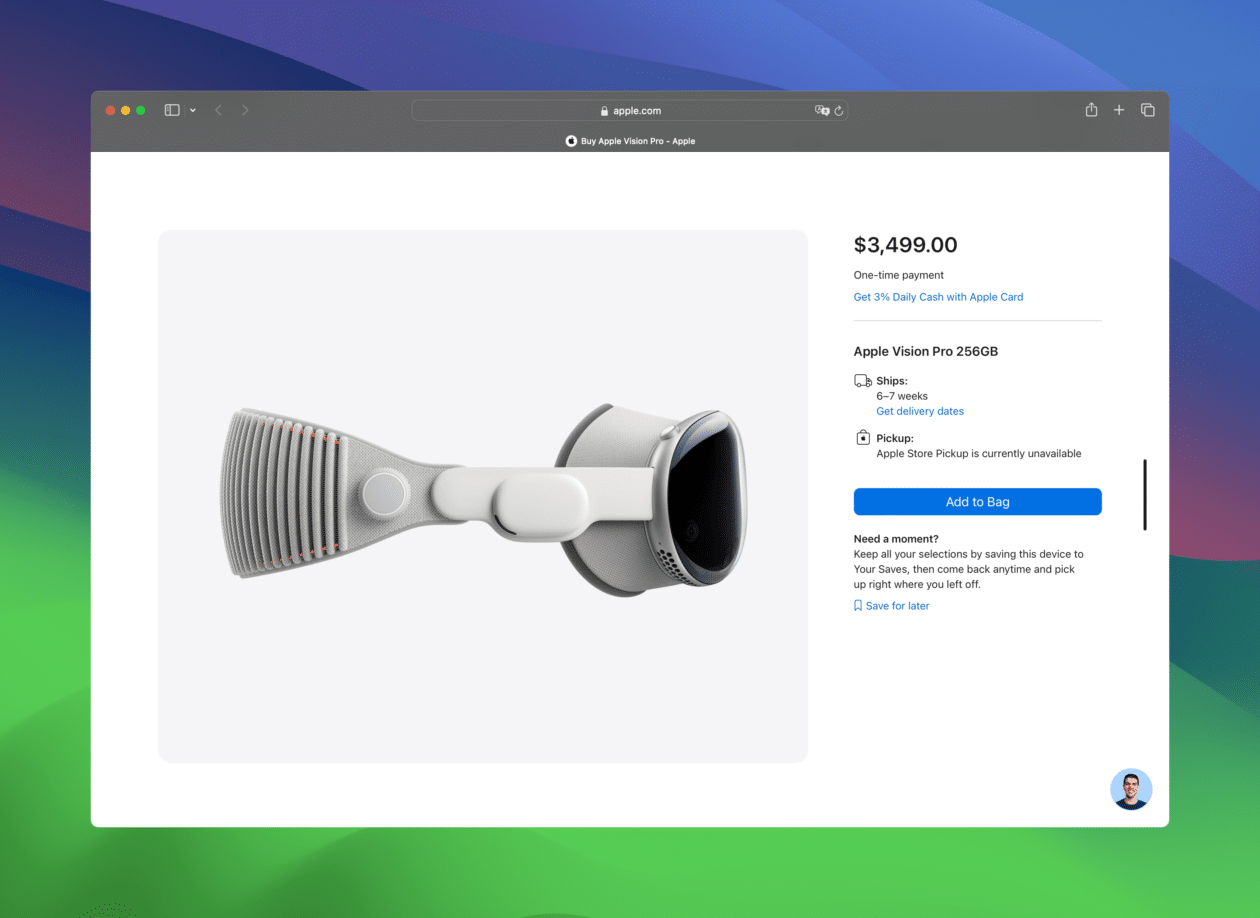 Disponibilidade do Apple Vision Pro