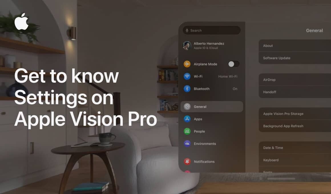 Vídeo de suporte sobre ajustes do Vision Pro
