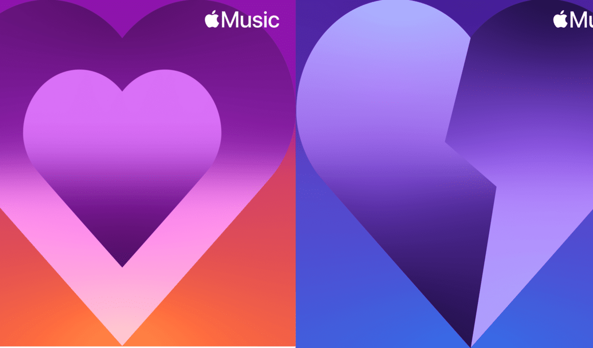 Estações "Amor" e "Coração partido", do Apple Music.