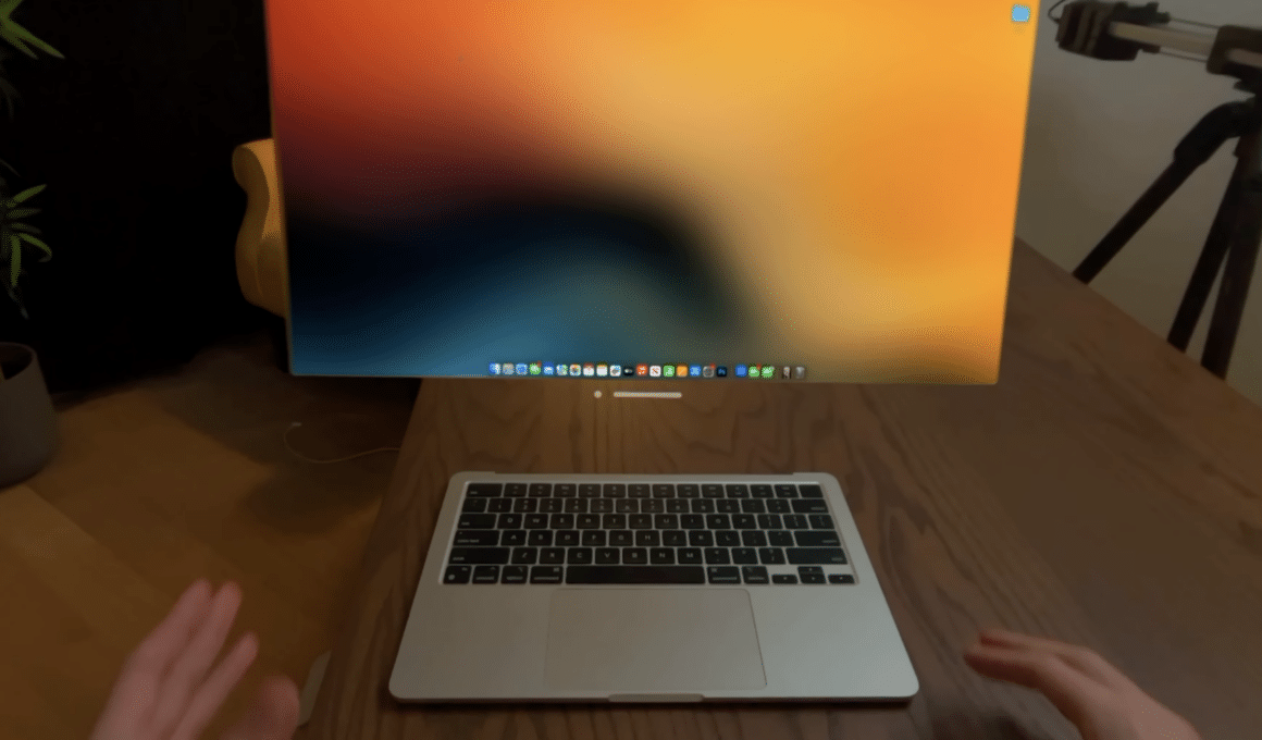 MacBook Air sem display usado com Vision Pro
