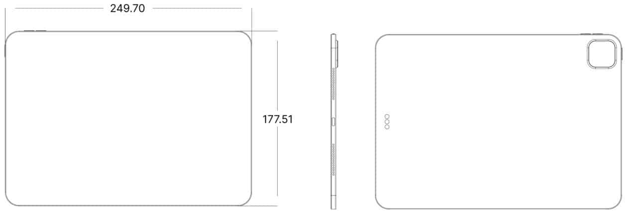 CAD drawing of iPad Pro 11