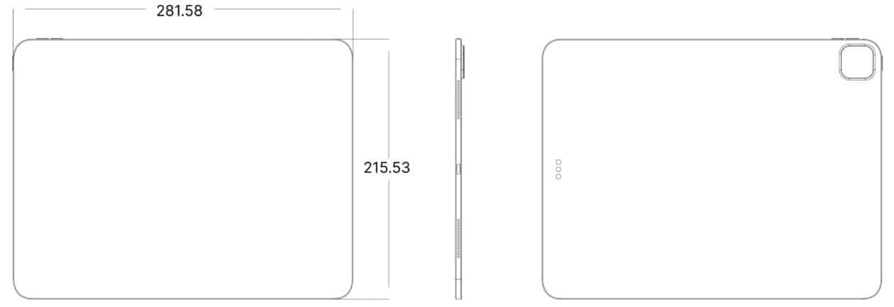 CAD drawing of iPad Pro 13