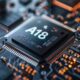 Chip Apple A18 imaginado por IA numa placa lógica