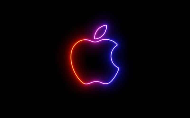 Logo da Apple colorido com um glow