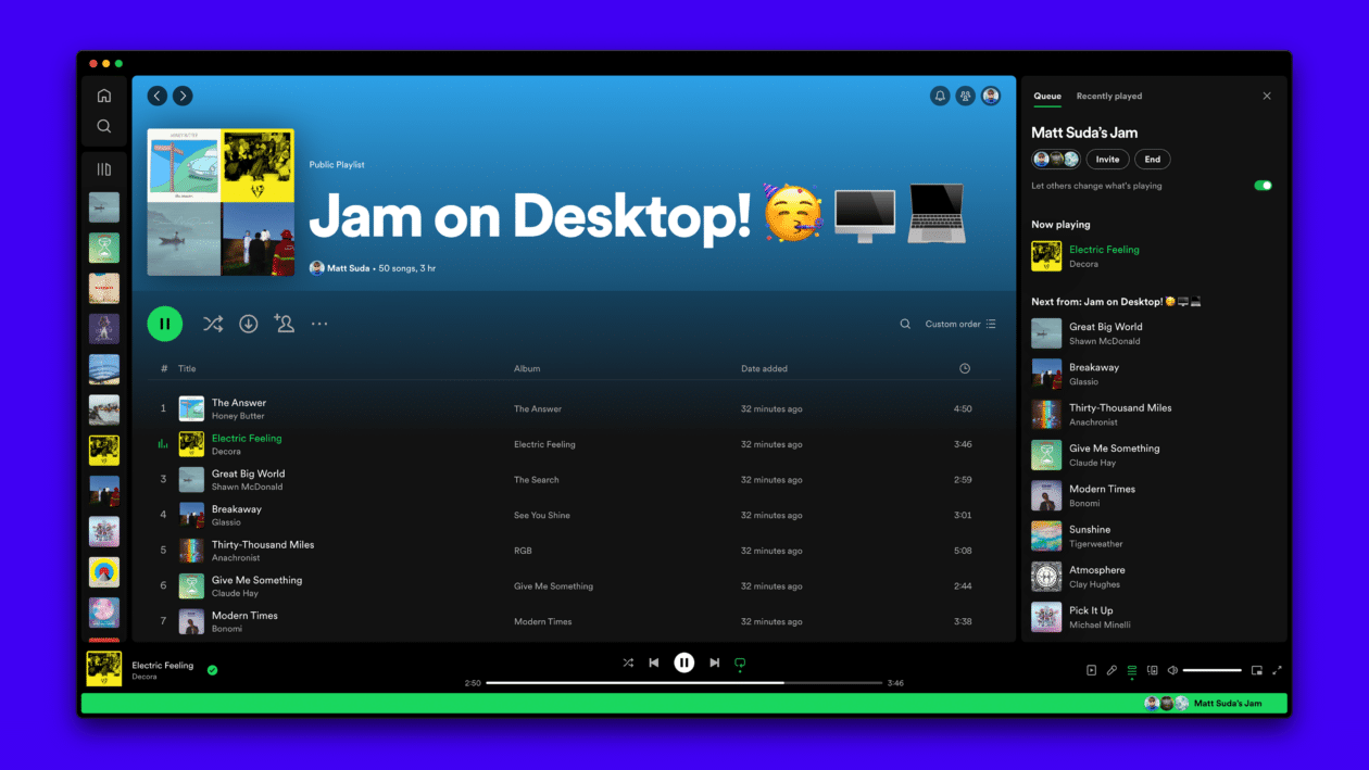 Jam: Spotify launches desktop play queue sharing