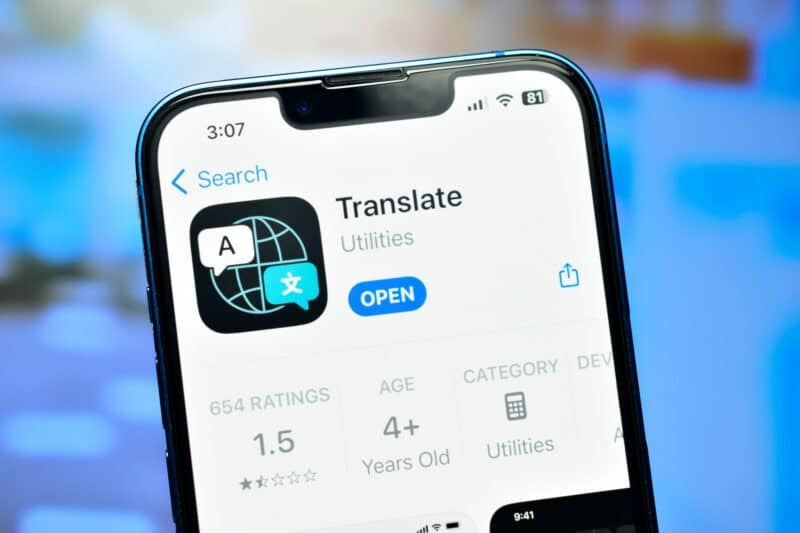 App Tradutor (Translate) da Apple na App Store