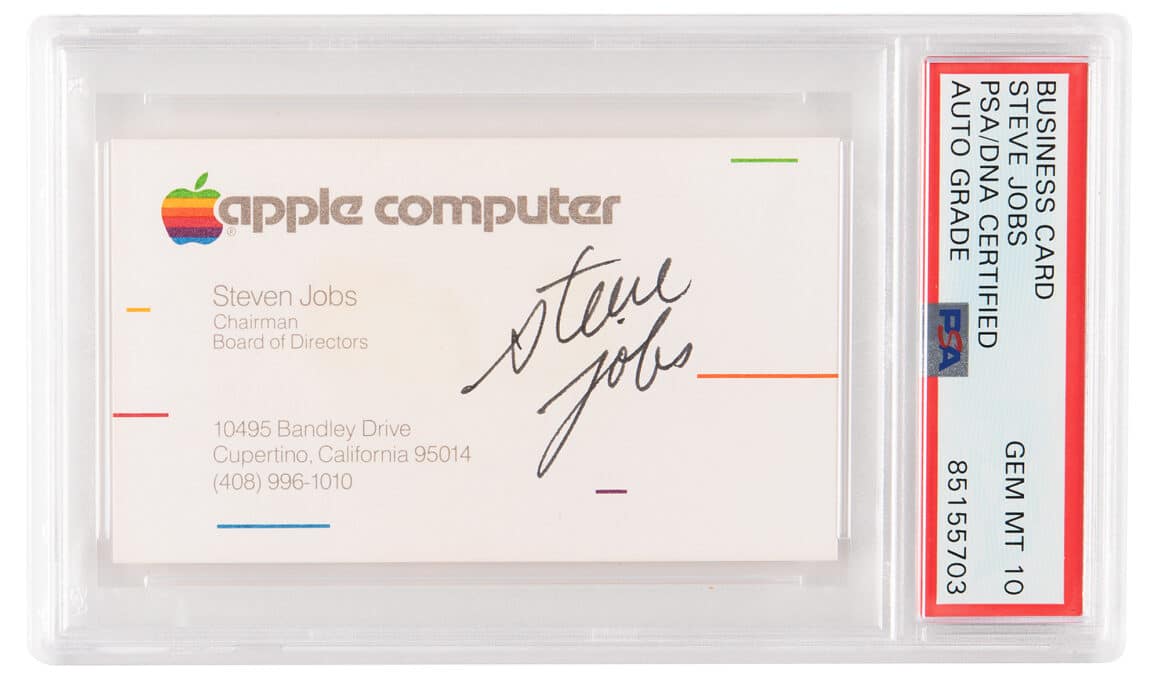 Cartão de visita assinado por Steve Jobs