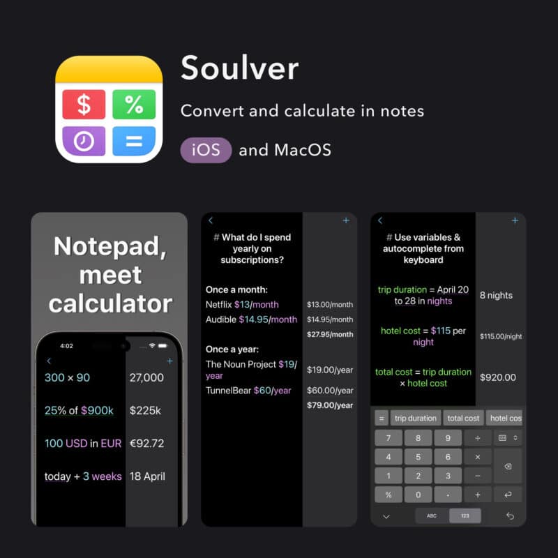 App Soulver para iOS