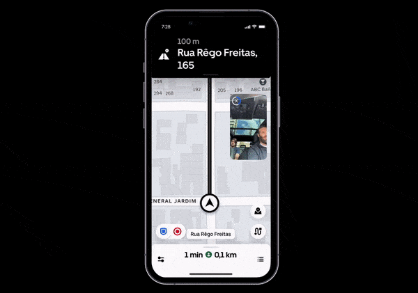 Gravação de viagem com o app da Uber