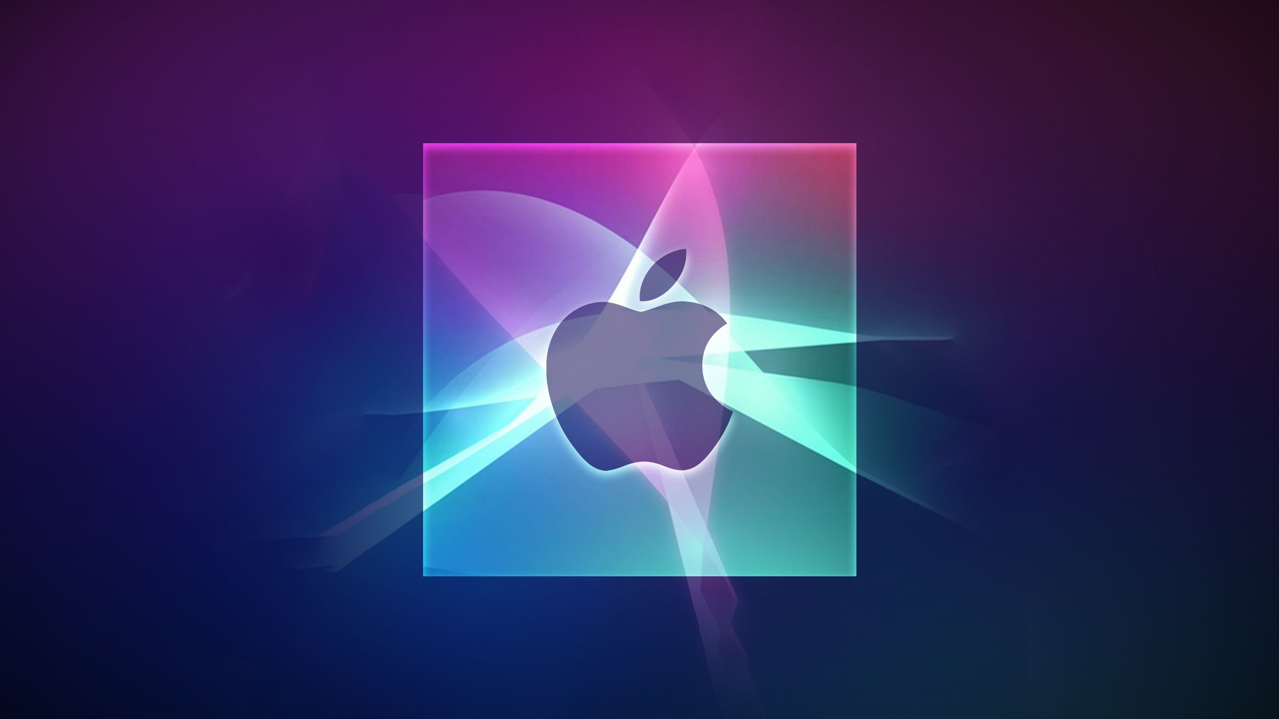 Imagem com um chip, logotipo da Apple e núcleos da Siri (inteligência artificial e servidores)