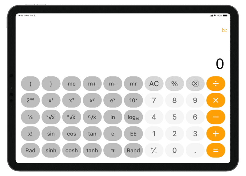Conceito de app Calculadora para iPad