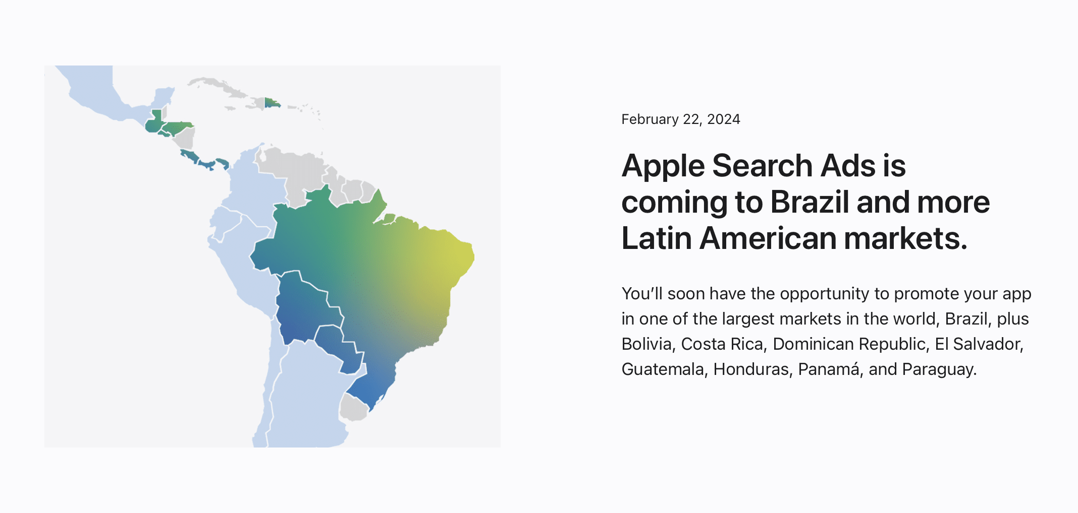 Anúncio do Apple Search Ads na América Latina