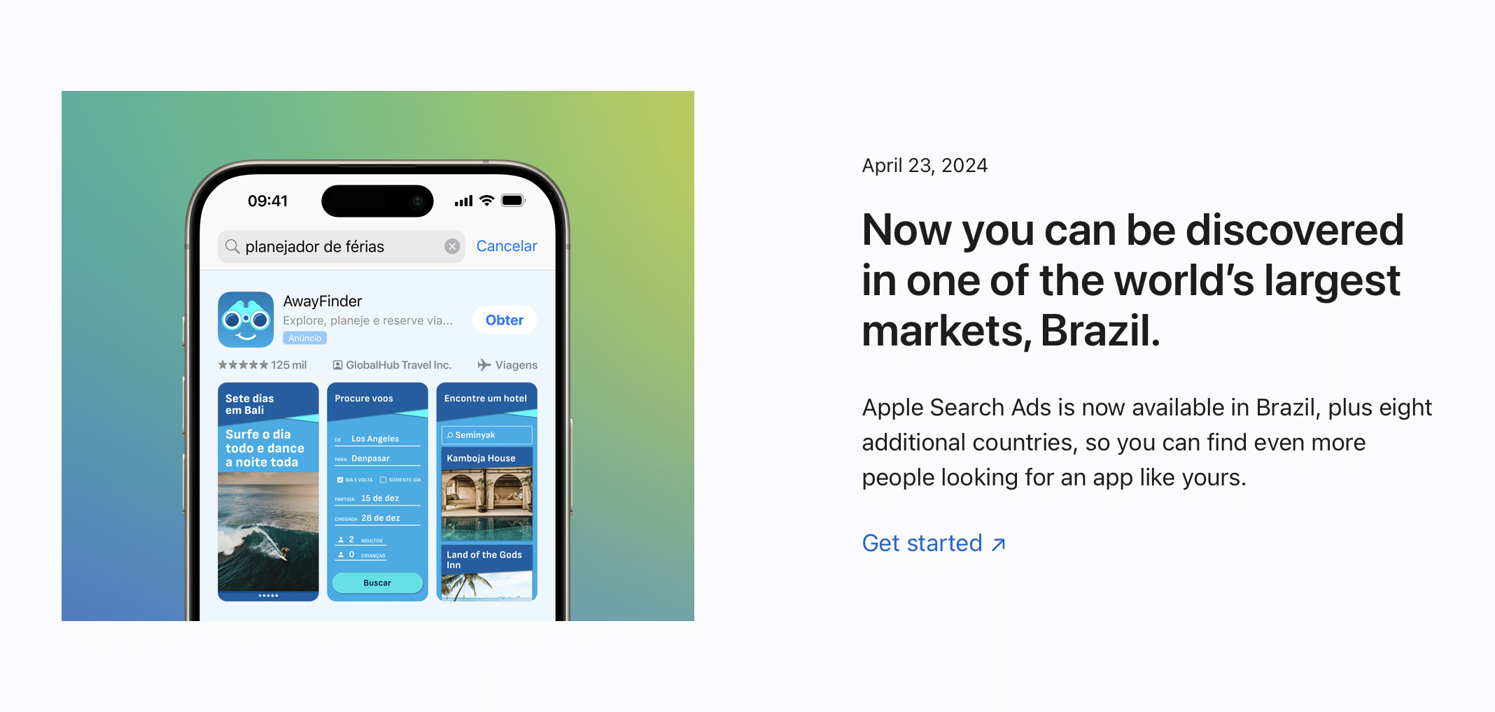 Anúncio do Apple Search Ads no Brasil