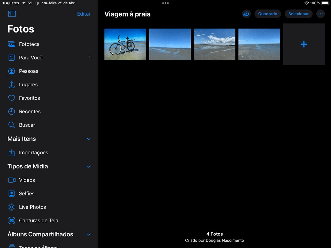 App Fotos no iPad