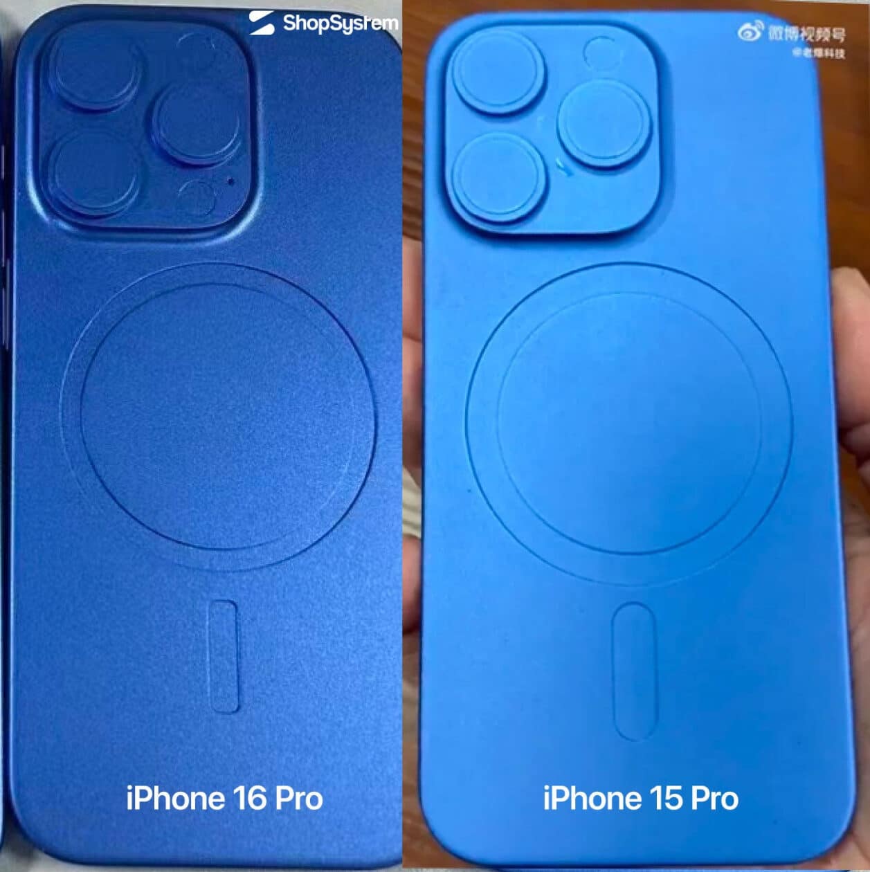 Comparação dos ímãs MagSafe do "iPhone 16 Pro" e do "iPhone 15 Pro"