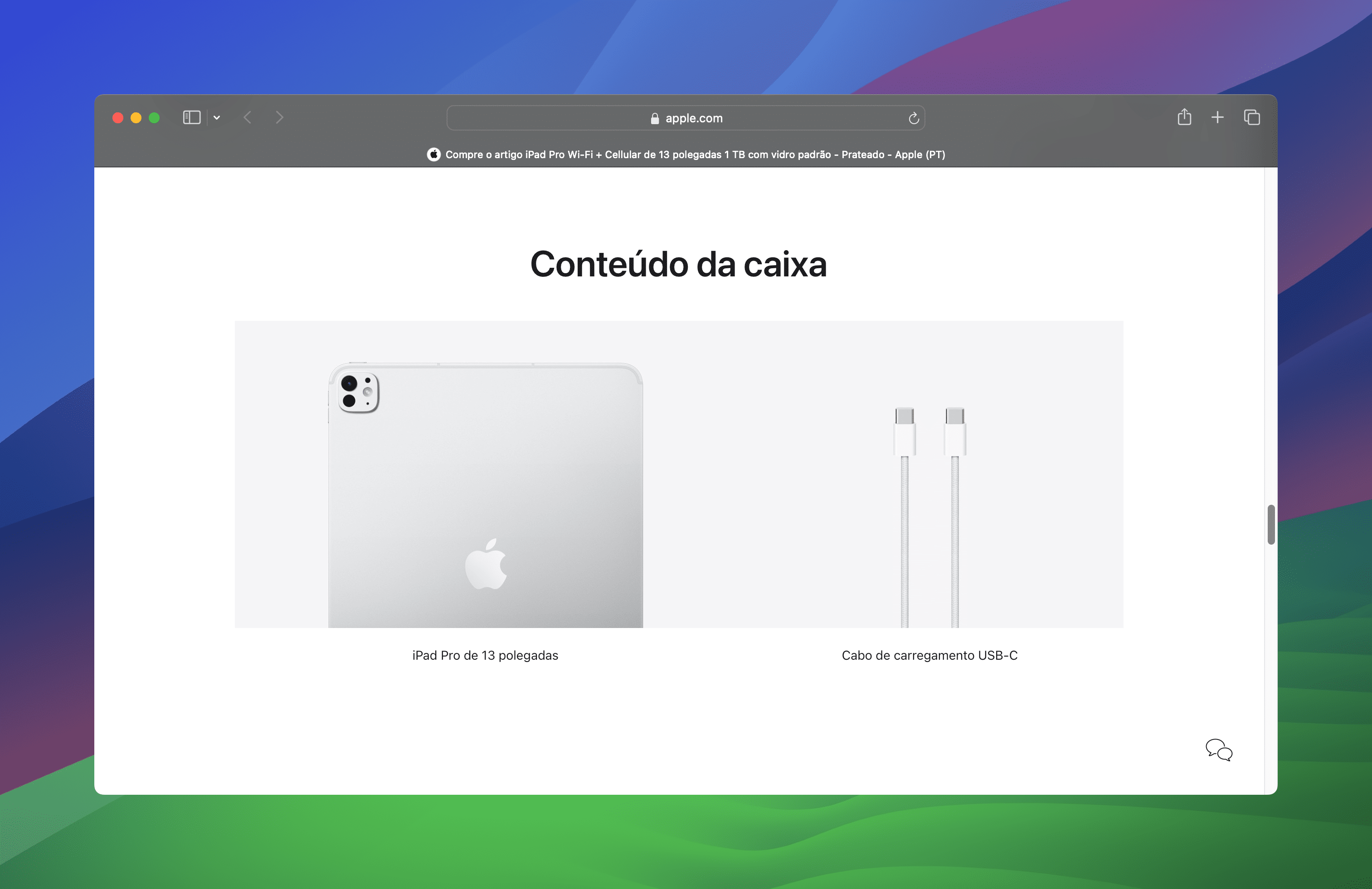 Conteúdo da caixa do novo iPad Pro de 13" (M4) em Portugal