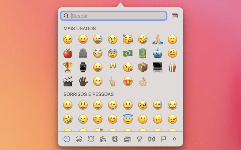Seletor de emojis do macOS