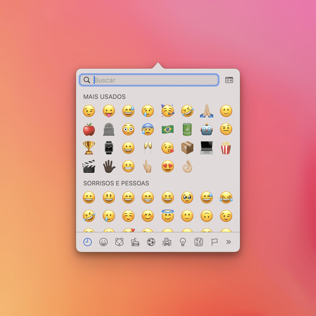 Seletor de emojis do macOS