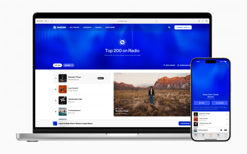 Radio Spins do Shazam no Apple Music e na web
