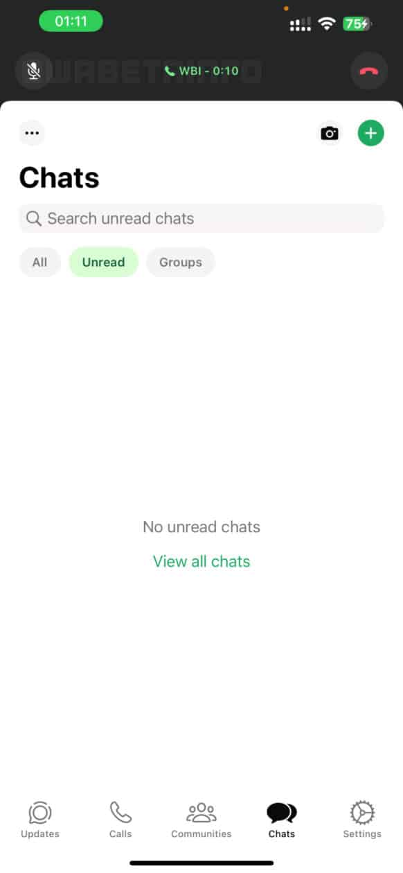 WhatsApp testando mudanças na barra de chamadas