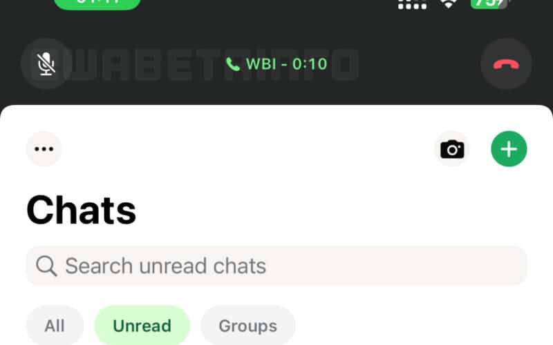 WhatsApp testando mudanças na barra de chamadas