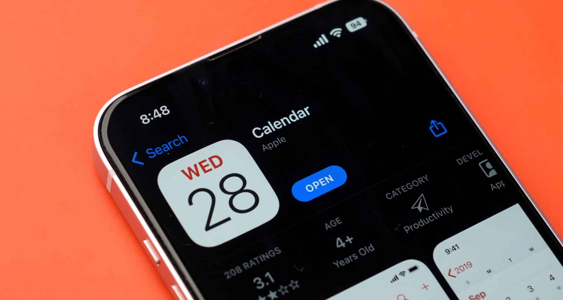 App Calendário no iPhone