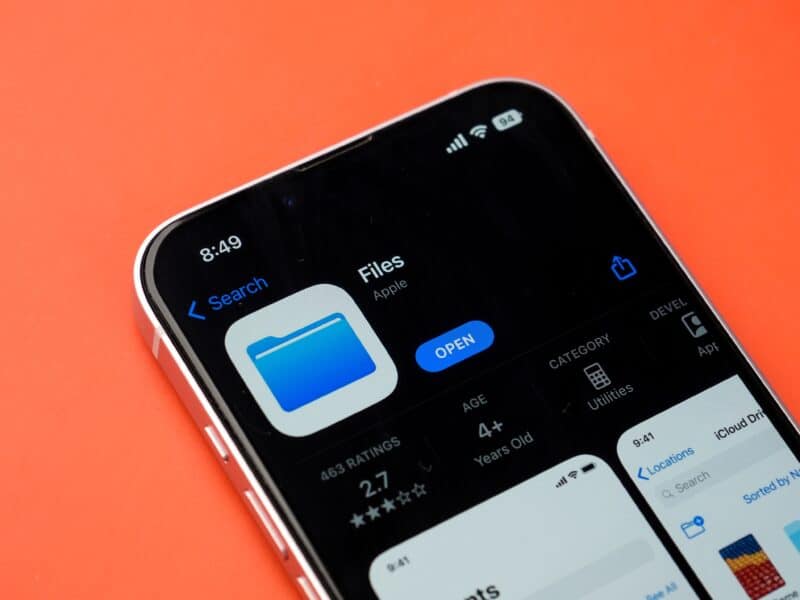 App Arquivos na App Store do iPhone