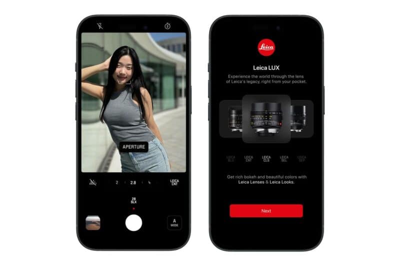 Aplicativo Leica LUX, que simula câmeras Leica