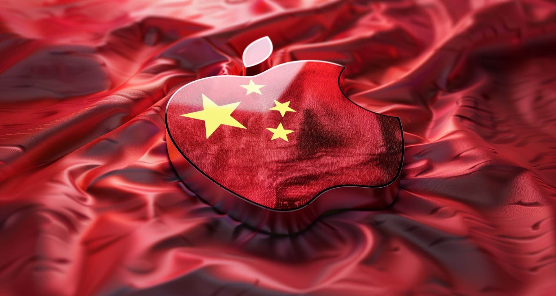 Logo da Apple sobre bandeira da China