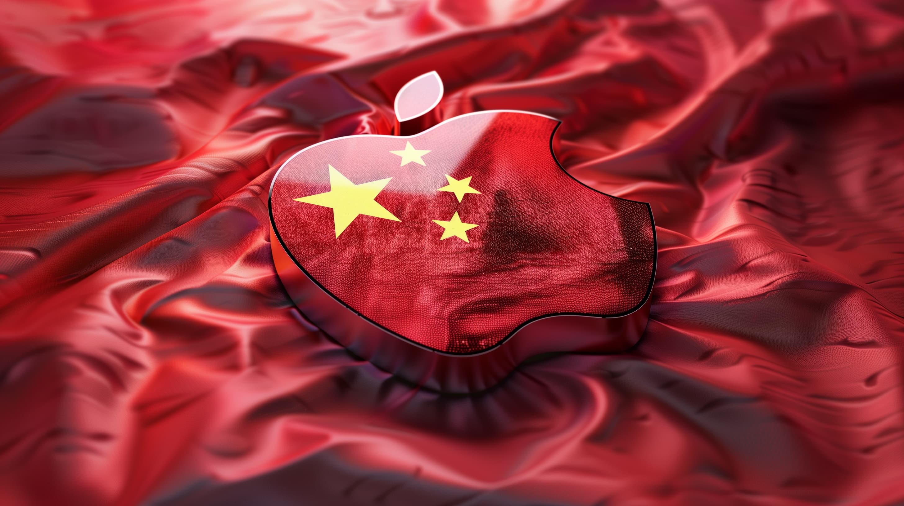 Logo da Apple sobre bandeira da China