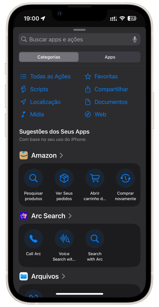 Shortcut search iOS 17