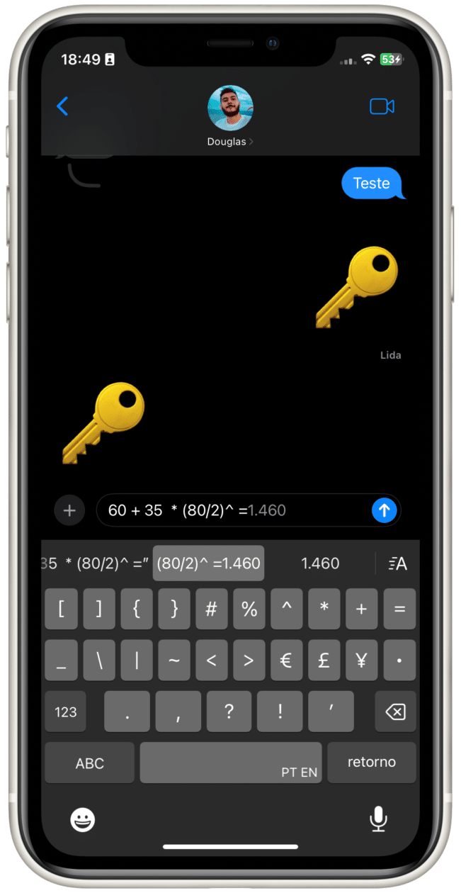 Math operations on the iOS 18 keyboard