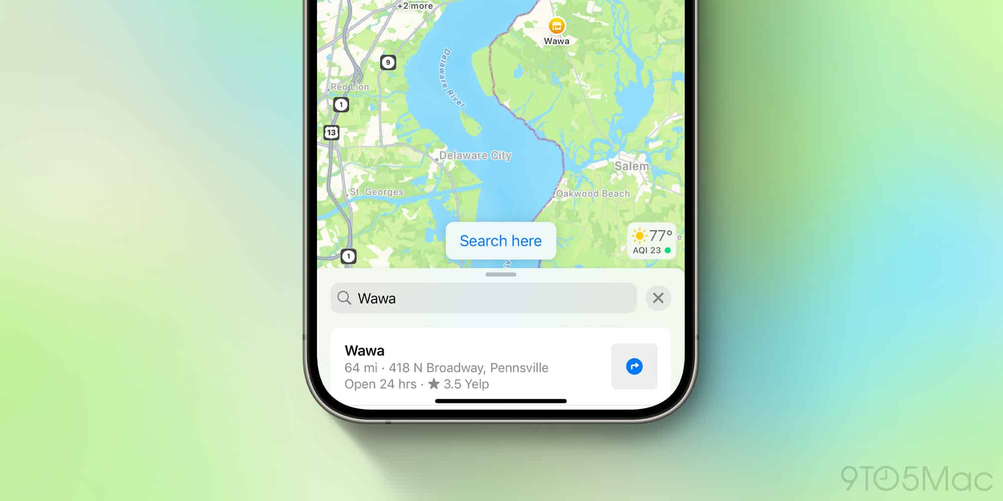 "Buscar Aqui" no Mapas do iOS 18