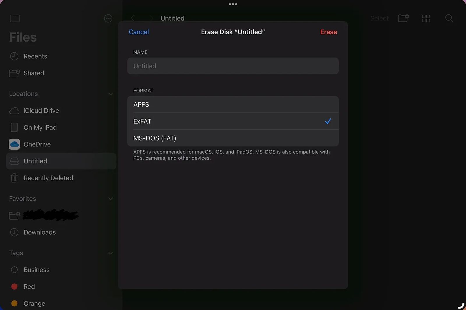 Formatar arquivos diretamente do iOS/iPadOS 18