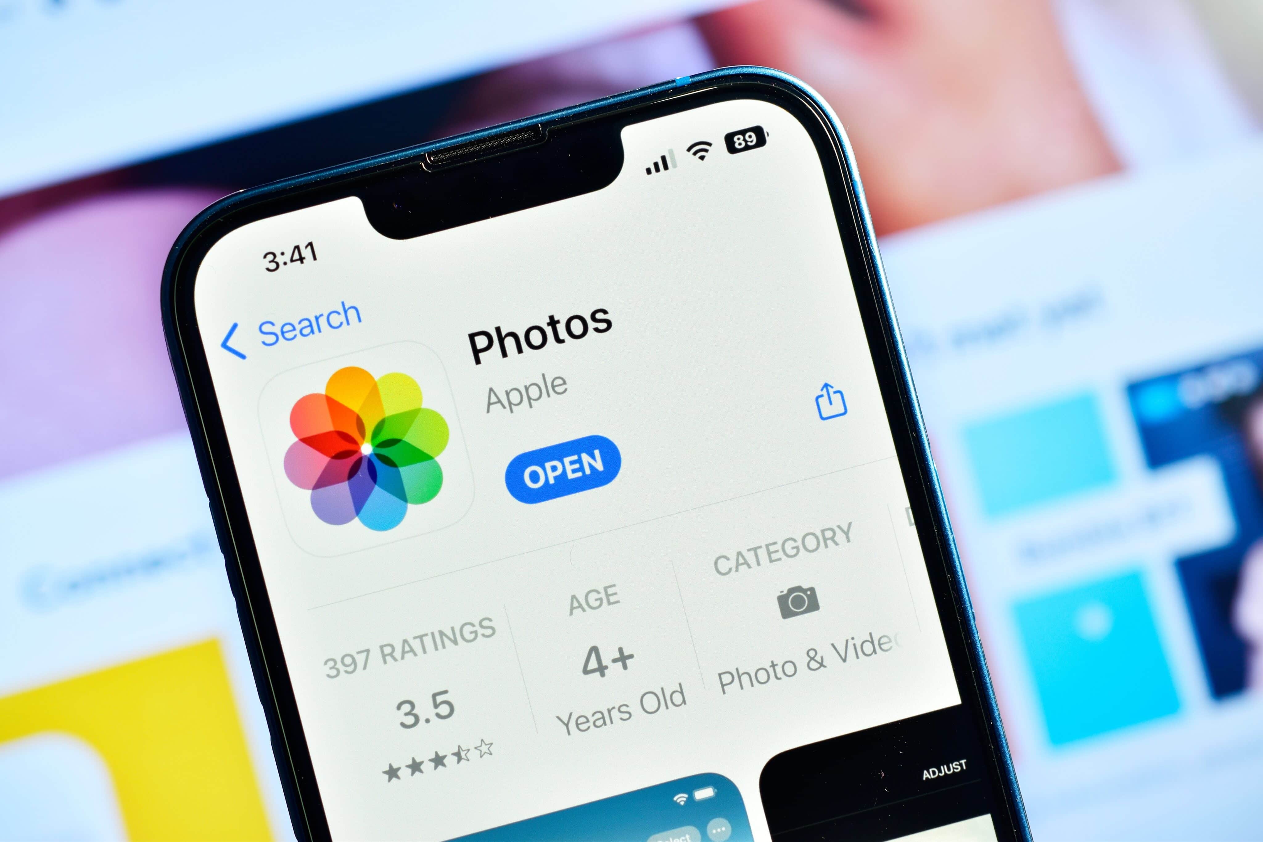 App Fotos na App Store de um iPhone XR