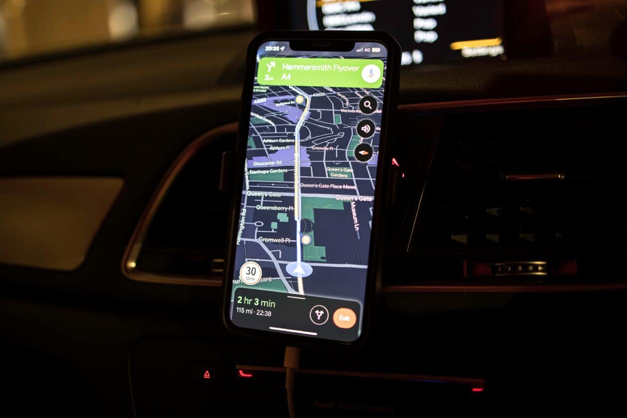 Navegação do Google Maps em um iPhone