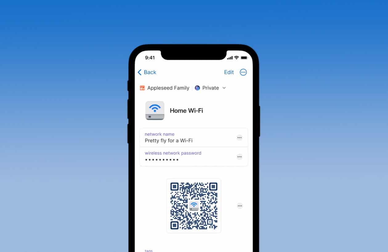 QR code para Wi-Fi no 1Password