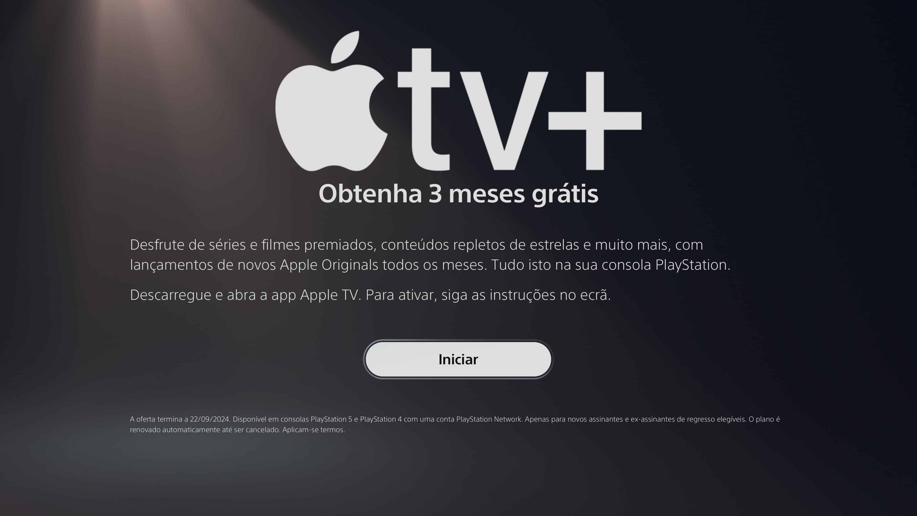 Oferta do Apple TV+ no PlayStation