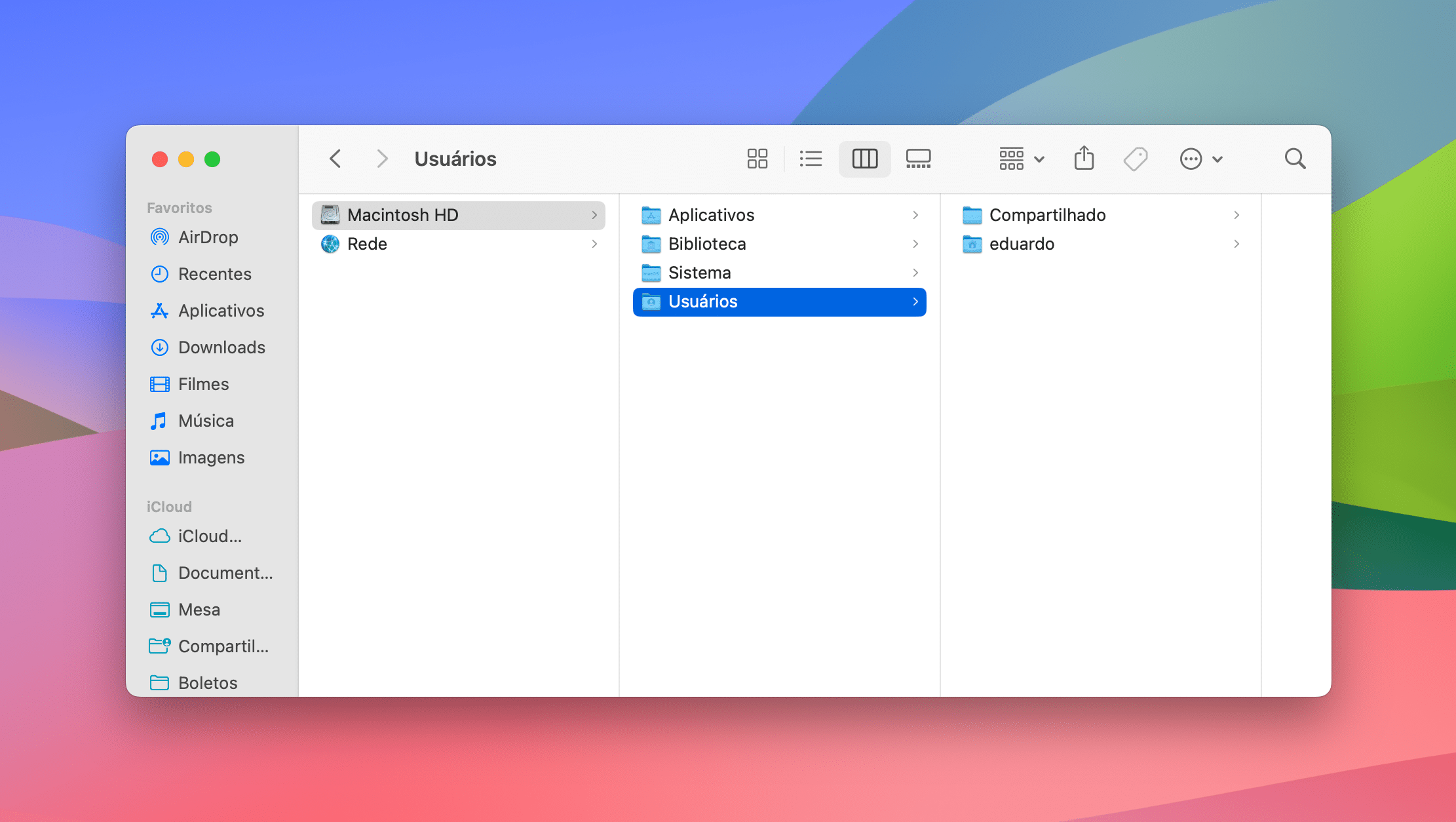 Pasta "Compartilhado", no Finder