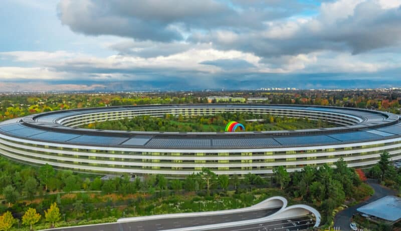 Foto aérea do Apple Park em Cupertino