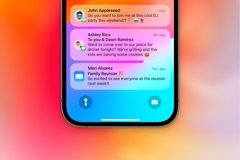 Notificações na tela do iPhone