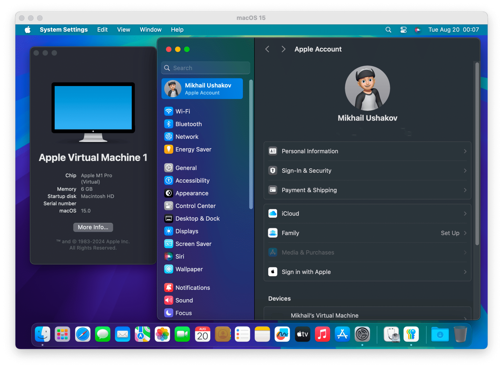 Login no iCloud em máquina virtual