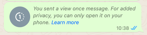 Bloqueio de mensagens de visualização única no WhatsApp Desktop