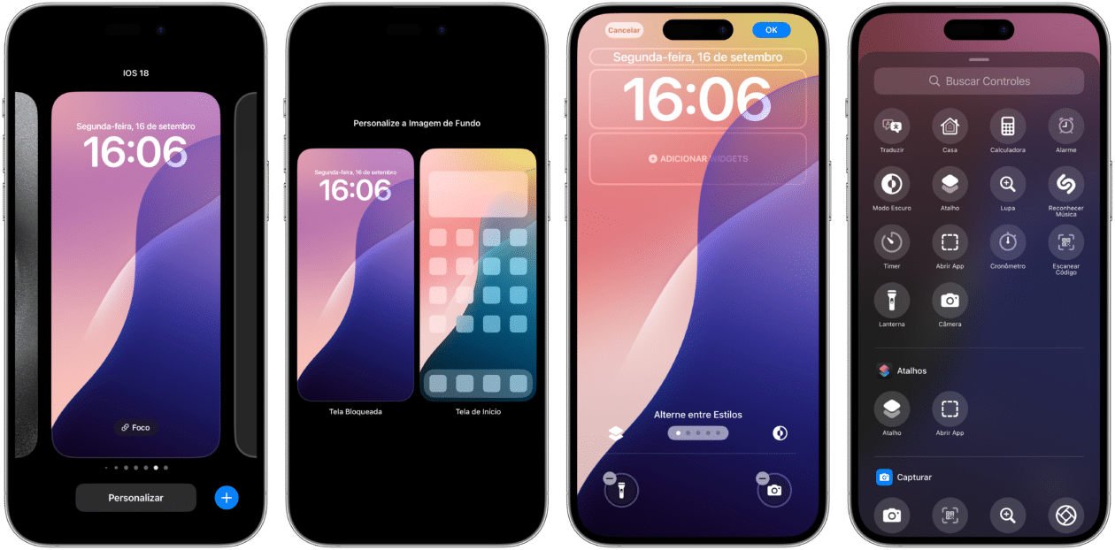 Controles na tela de bloqueio do iPhone