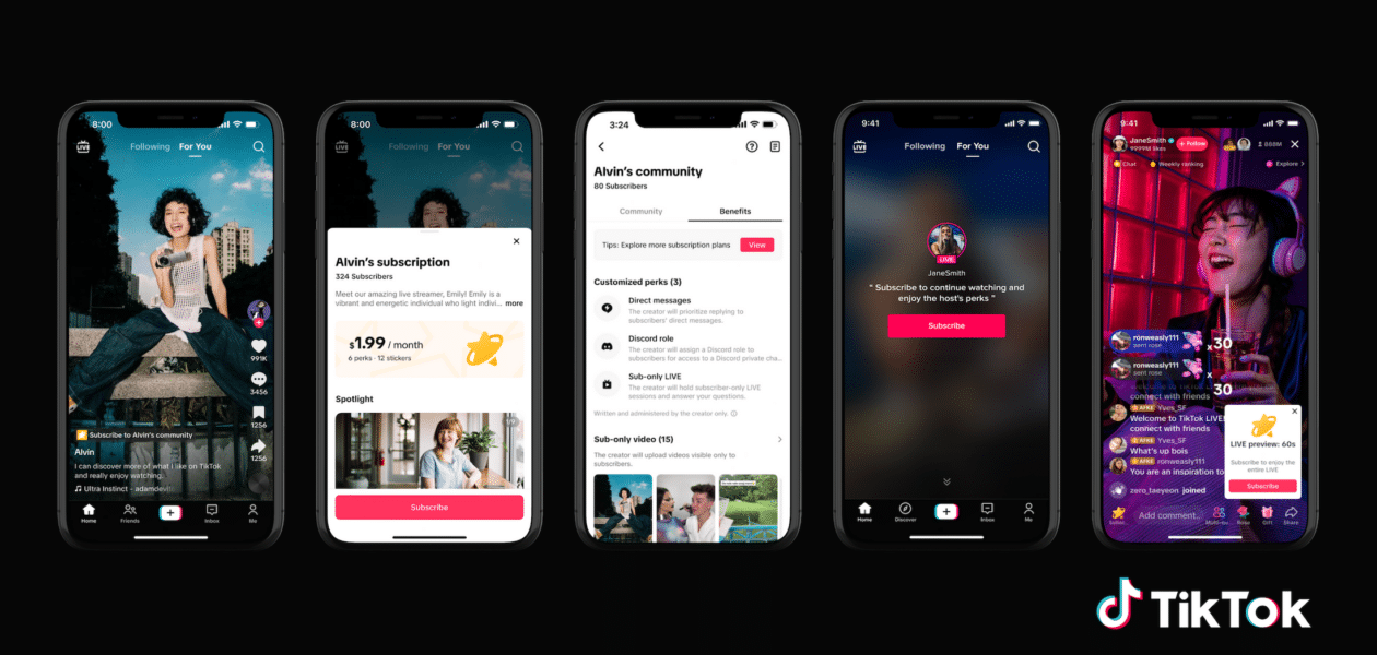Assinaturas do TikTok