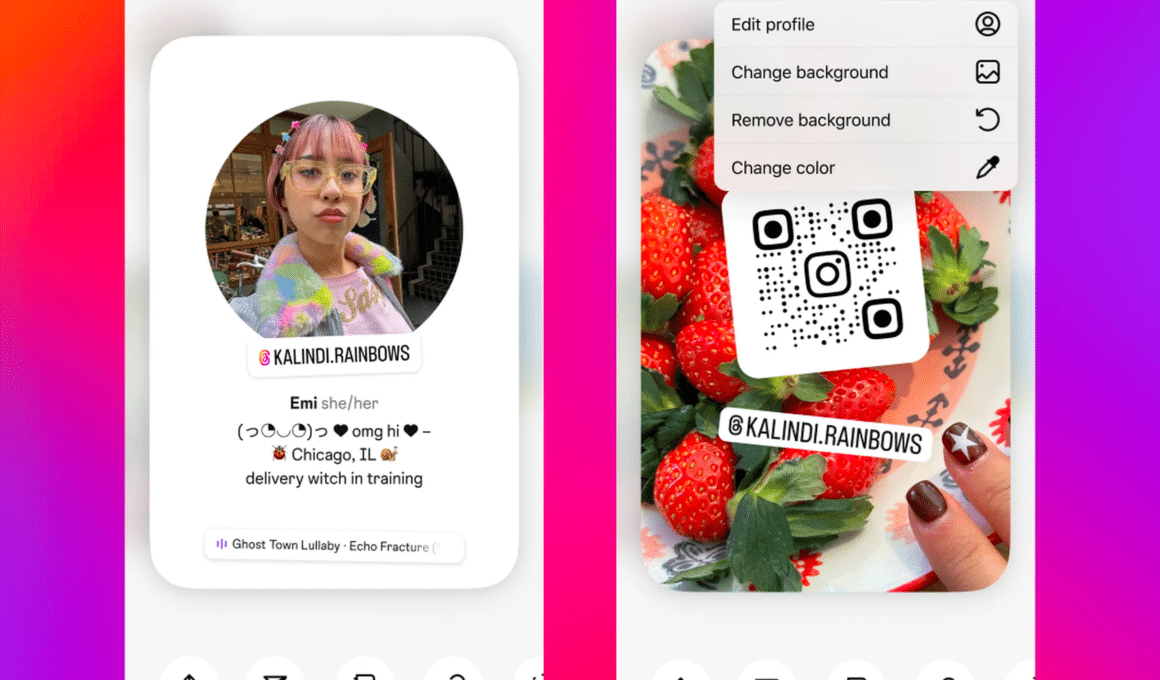 Profile cards do Instagram